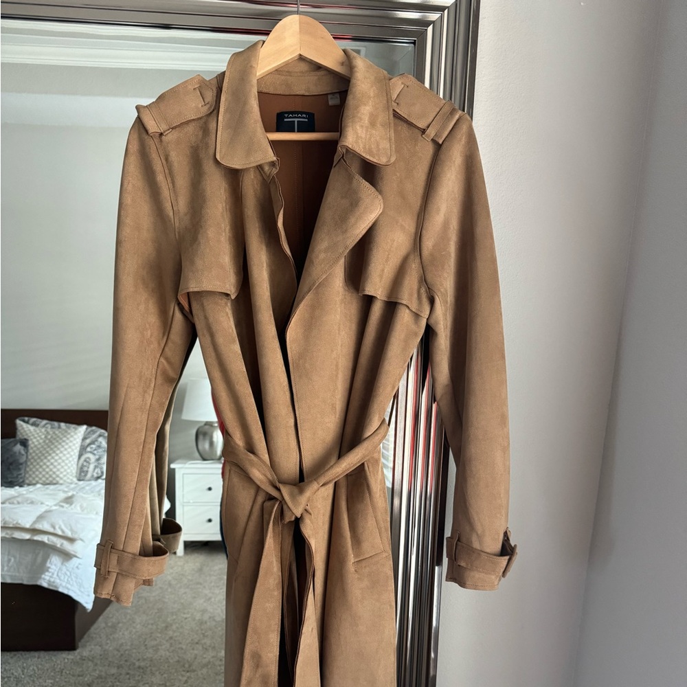 Tahari Suede Trench Coat